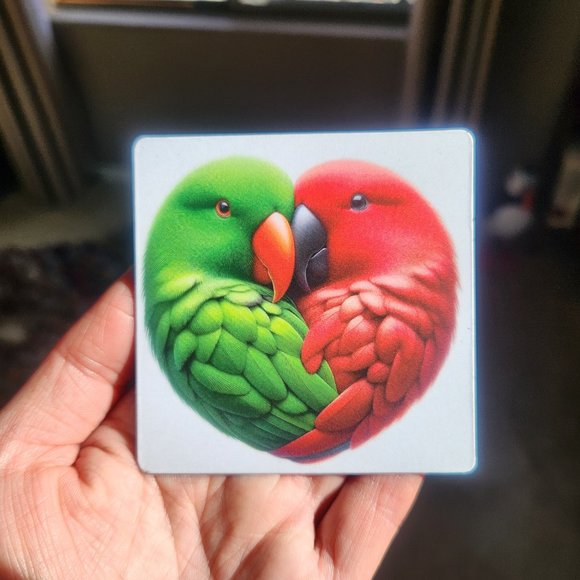 3x3 magnet eclectus parrots heart - Picture 5 of 5